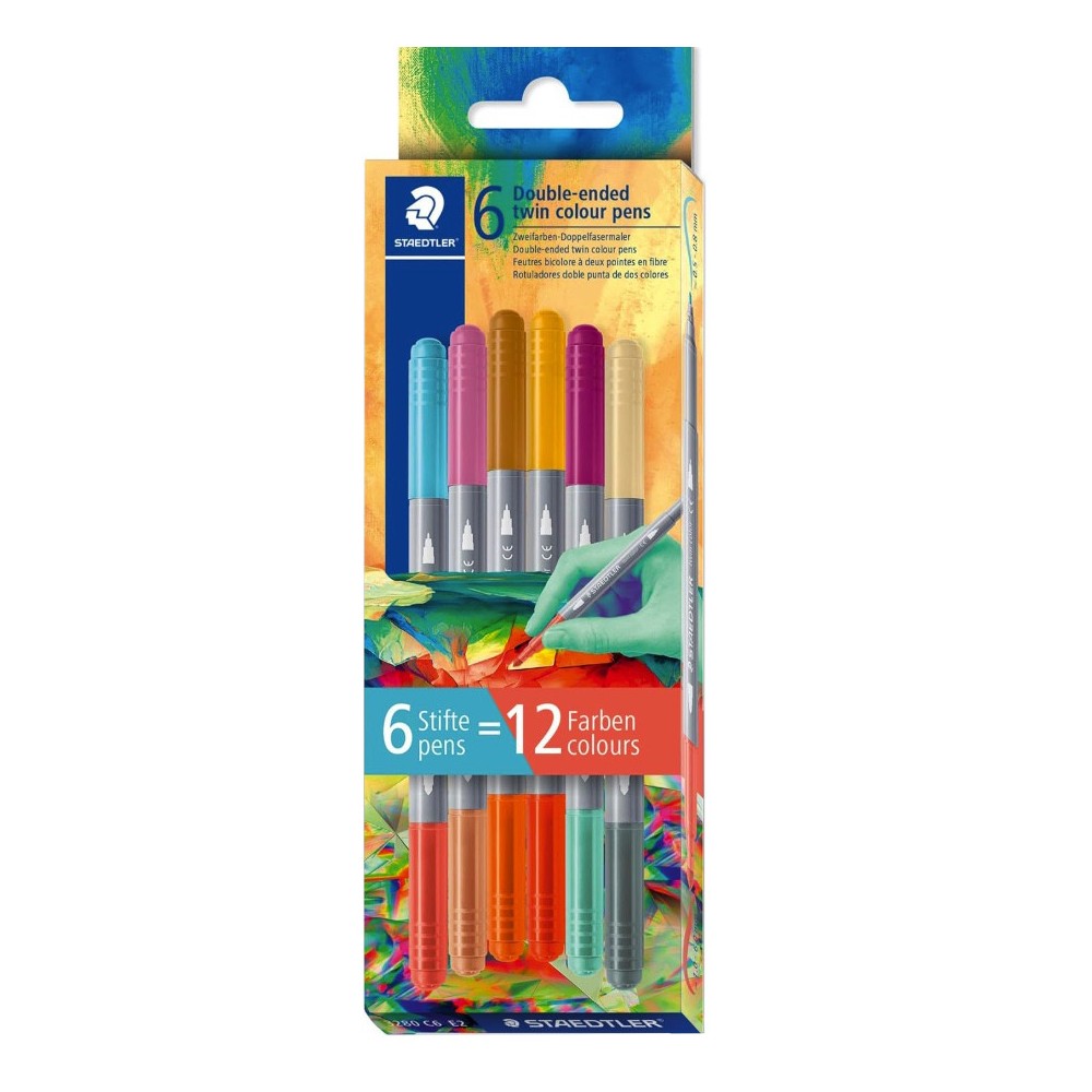 Zestaw dwustronnych pisaków Twin Color - Staedtler - jasne, 6 szt.
