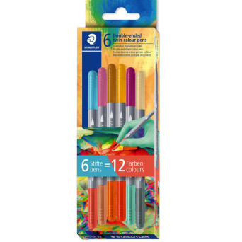 Zestaw dwustronnych pisaków Twin Color - Staedtler - jasne, 6 szt.