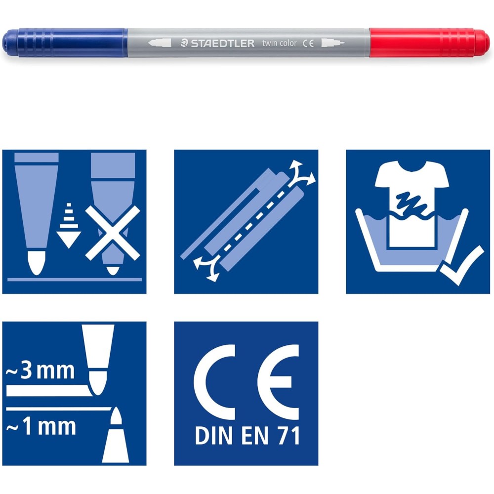 Zestaw dwustronnych pisaków Twin Color - Staedtler - ciemne, 6 szt.