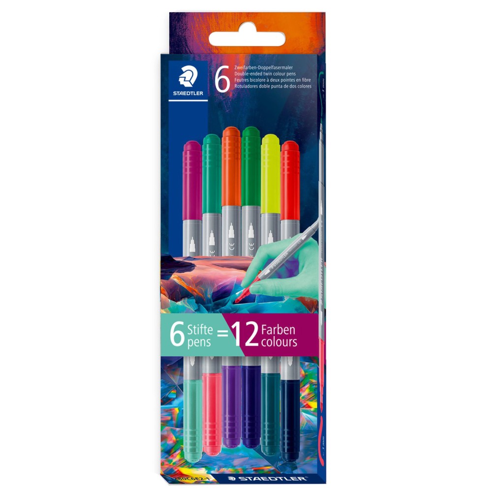 Zestaw dwustronnych pisaków Twin Color - Staedtler - ciemne, 6 szt.