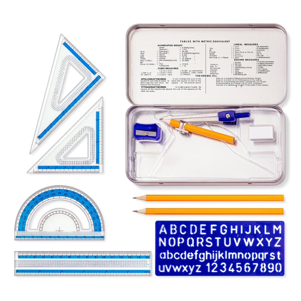 Zestaw geometryczny w metalowym etui - Staedtler - 11 szt.