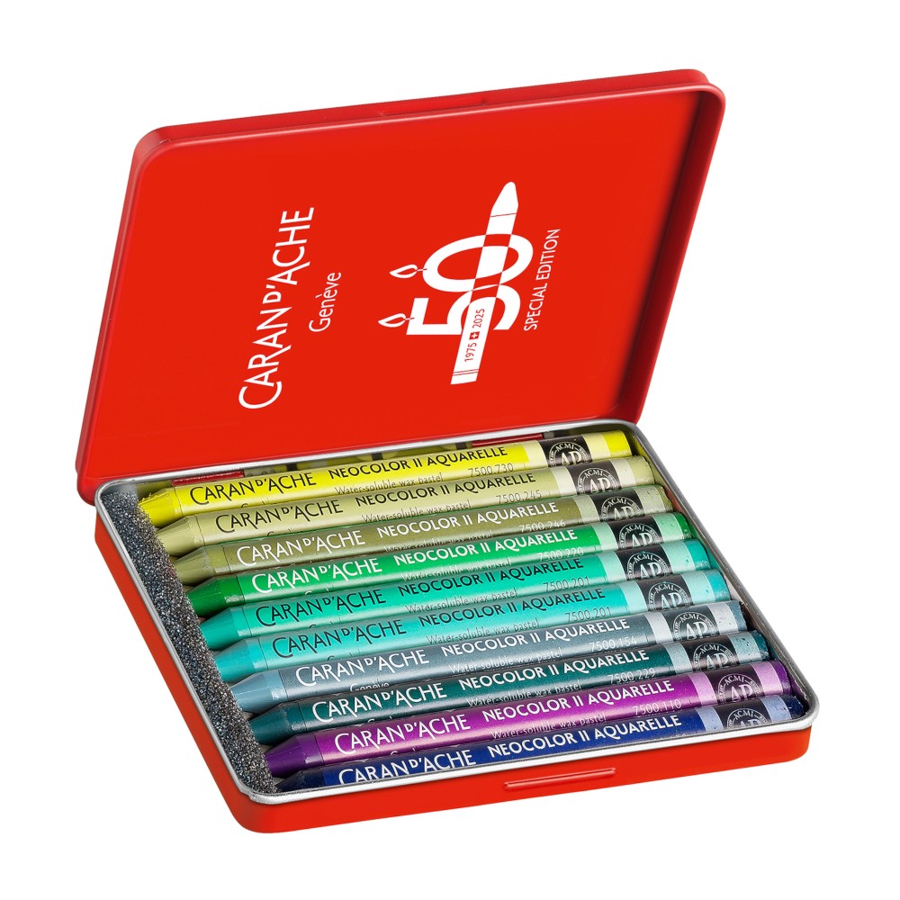 Neocolor II Lush water-soluble wax pencils set - Caran d'Ache - 10 pcs.