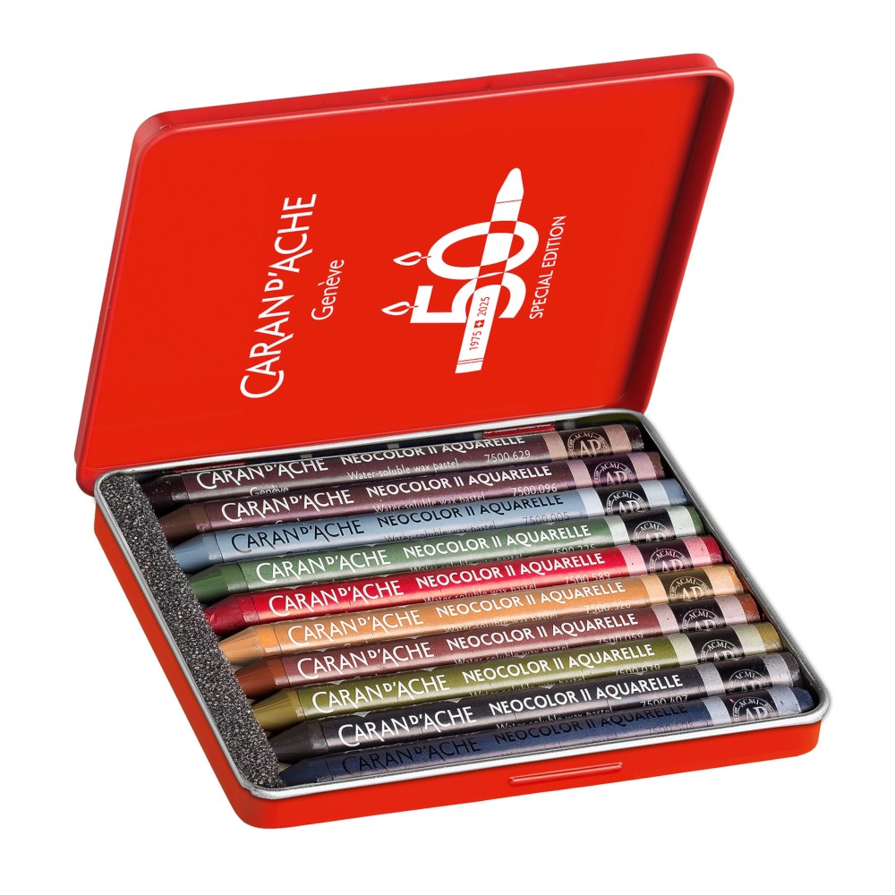 Neocolor II Dark water-soluble wax pencils set - Caran d'Ache - 10 pcs.