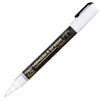 Pisak ZIG Cartoonist Mangaka Opaque Liner - Kuretake - biały, 0,7 mm