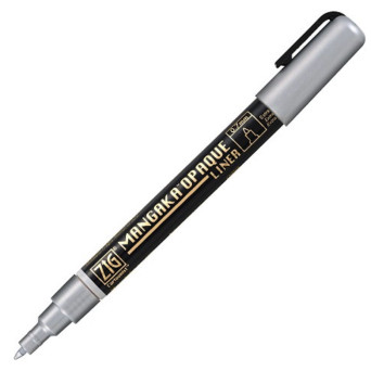 ZIG Cartoonist Mangaka Opaque Liner pen - Kuretake - Silver, 0,7 mm
