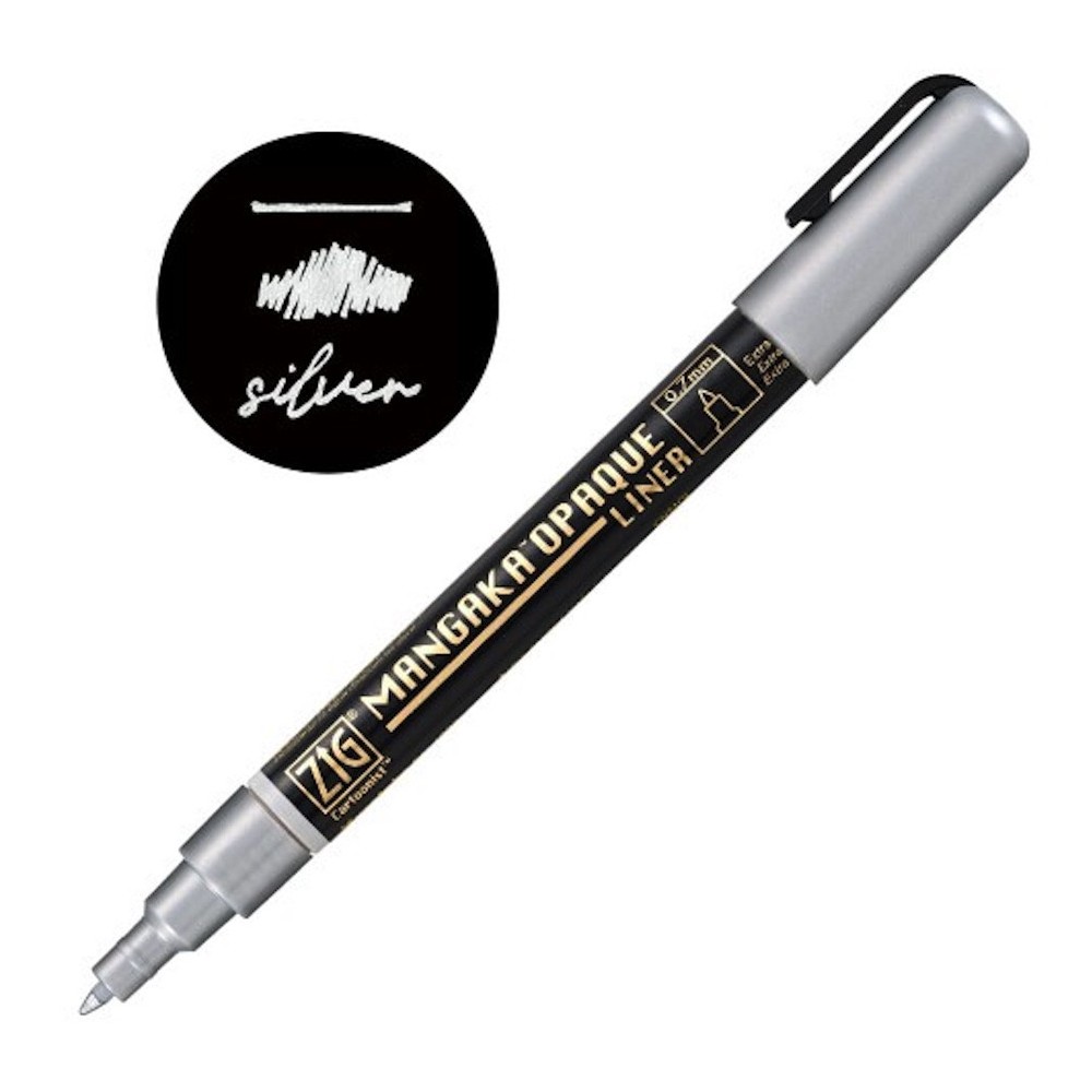 Pisak ZIG Cartoonist Mangaka Opaque Liner - Kuretake - srebrny, 0,7 mm