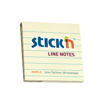 Line sticky notes Stick'N - pastel yellow, 7,6 × 7,6 cm, 50 pcs.
