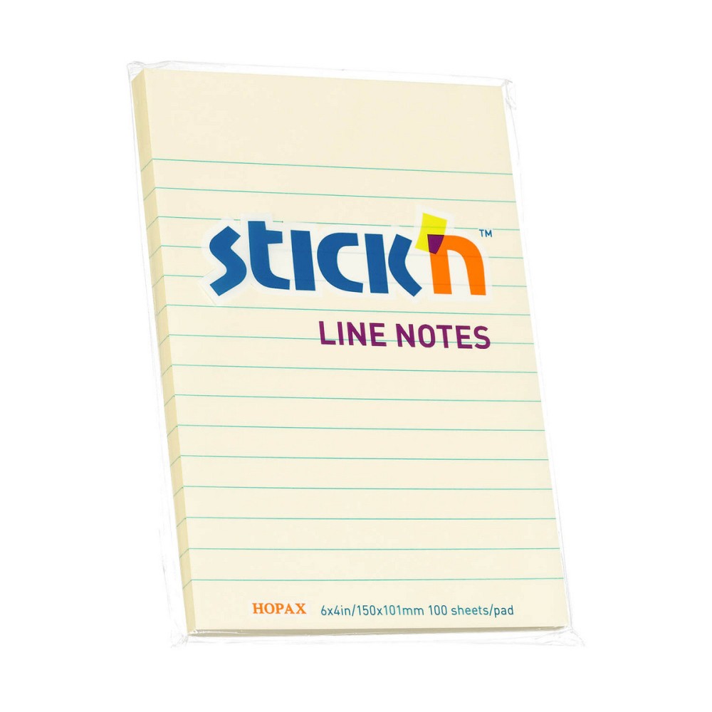 Line sticky notes Stick'N - pastel yellow, 15,2 × 10,1 cm, 50 pcs.