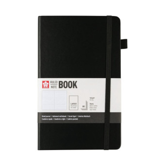 Ruled Notebook 13 x 21 cm - Sakura - Black, hardcover, 140 g/m2