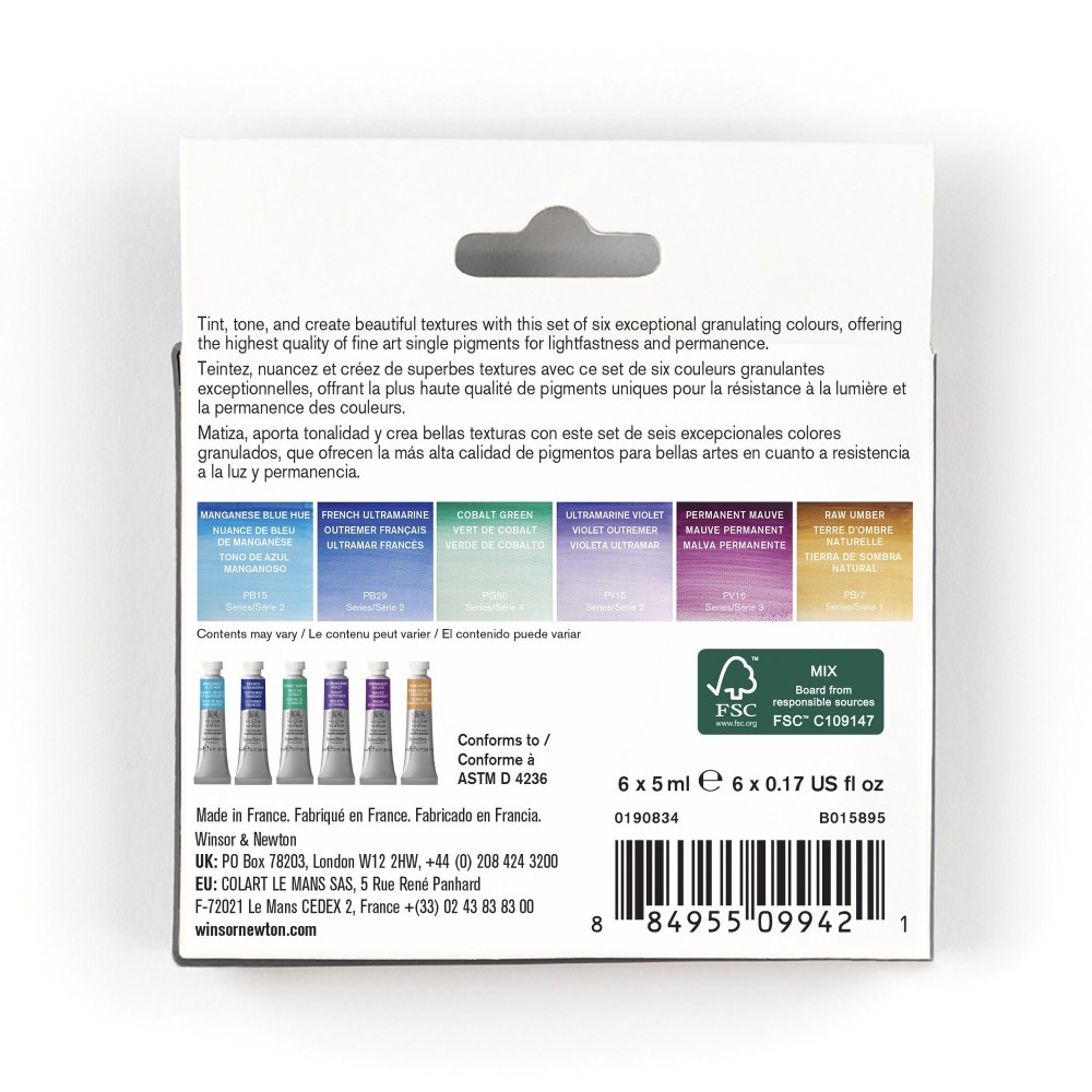 Professional Watercolor Granulating Set - Winsor & Newton - 6 x 5 ml