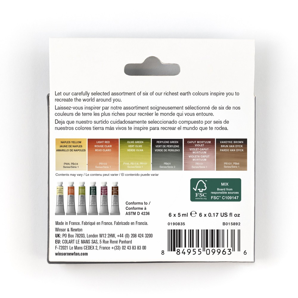 Zestaw akwareli Professional Rich Earth - Winsor & Newton - 6 x 5 ml