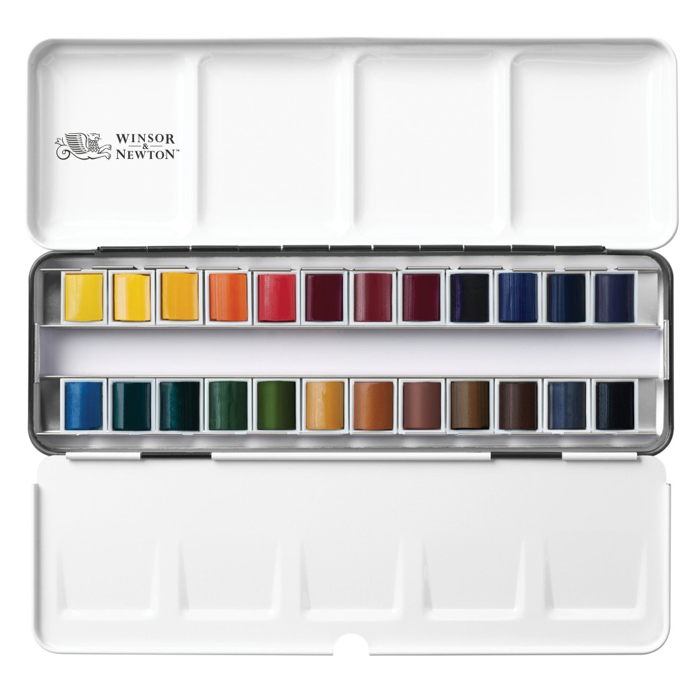 Zestaw akwareli Professional w półkostkach - Winsor & Newton - 24 szt.