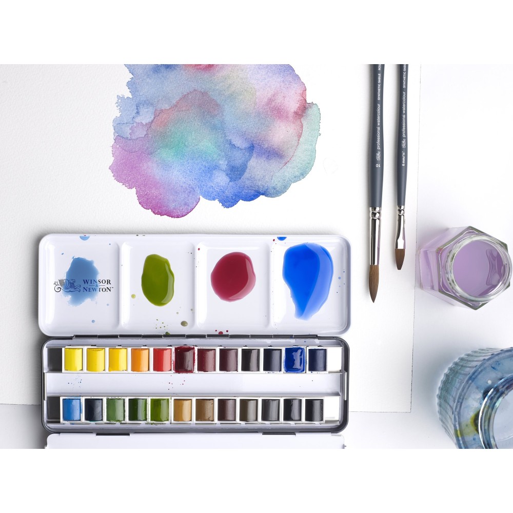 Zestaw akwareli Professional w półkostkach - Winsor & Newton - 24 szt.