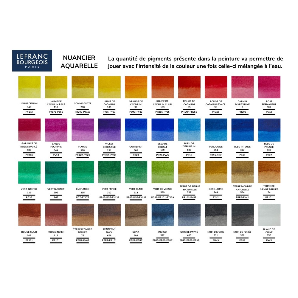Watercolor half-pans set - Lefranc & Bourgeois - 41 pcs.