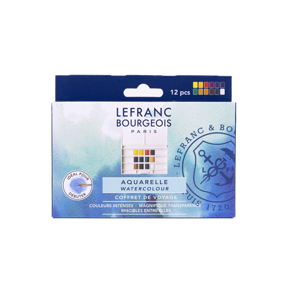Watercolor half-pans set - Lefranc & Bourgeois - 12 pcs.
