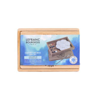 Zestaw akwareli w półkostkach Fine w drewnianej kasetce - Lefranc & Bourgeois - 14 szt.