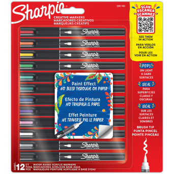 Zestaw markerów akrylowych pędzelkowych Brush - Sharpie - 12 szt.