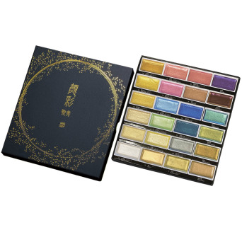Zestaw farb akwarelowych Gansai Tambi Metallic II Limited Edition - Kuretake - 24 szt.