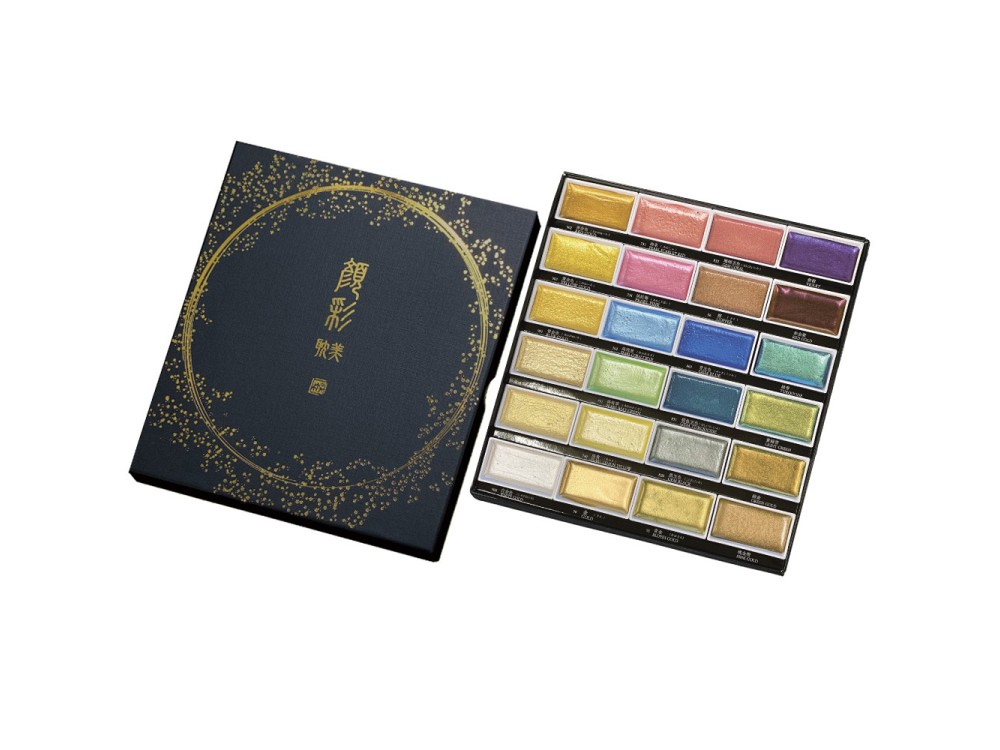 Zestaw farb akwarelowych Gansai Tambi Metallic II Limited Edition - Kuretake - 24 szt.