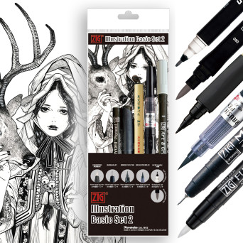 Zestaw do ilustracji Illustration Basic Set 2 Inktober 2025 - Kuretake - 5 szt.