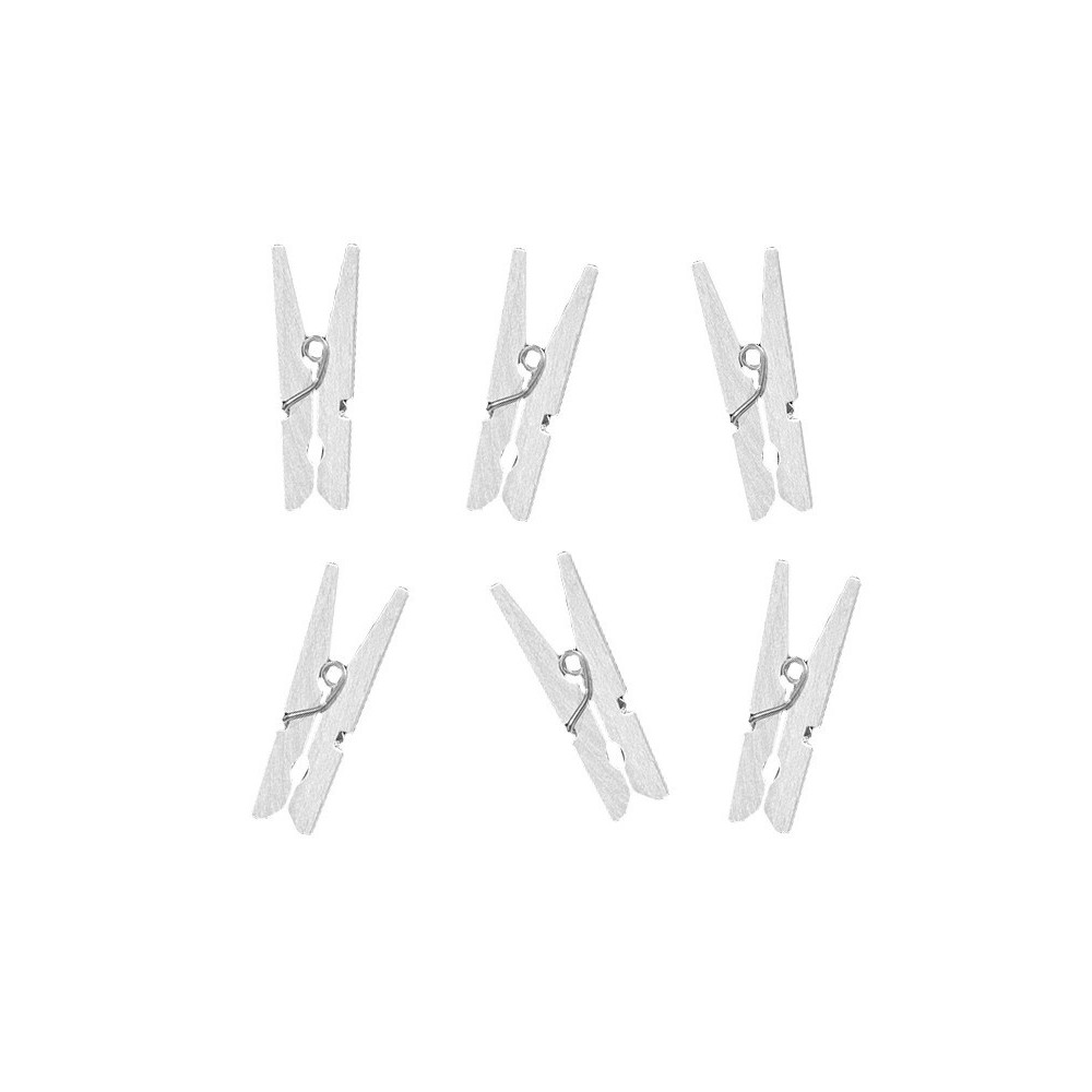 Mini wooden pegs - white, 3 cm, 20 pcs.