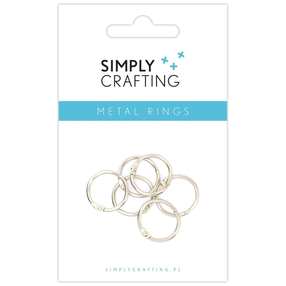 Kółka do albumów metalowe, zamykane - Simply Crafting - srebrne, 19 mm, 6 szt.