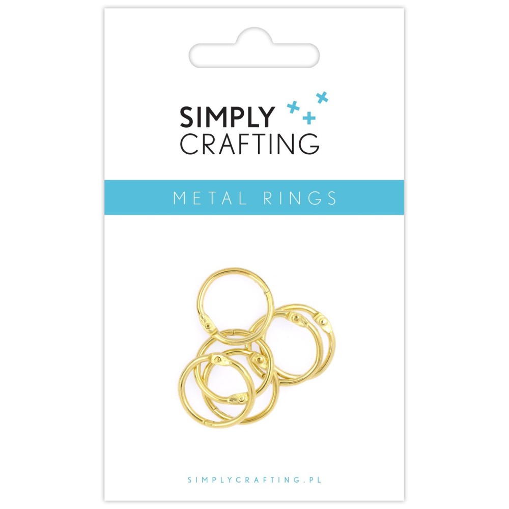 Kółka do albumów metalowe, zamykane - Simply Crafting - złote, 19 mm, 6 szt.