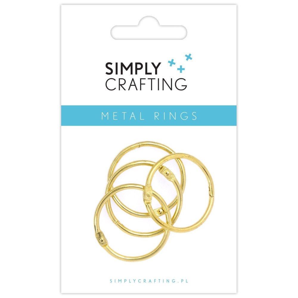 Kółka do albumów metalowe, zamykane - Simply Crafting - złote, 32 mm, 4 szt.