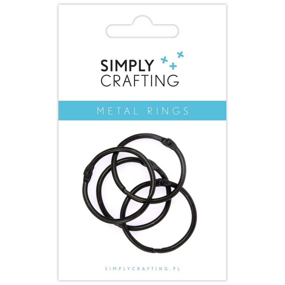 Kółka do albumów metalowe, zamykane - Simply Crafting - czarne, 32 mm, 4 szt.