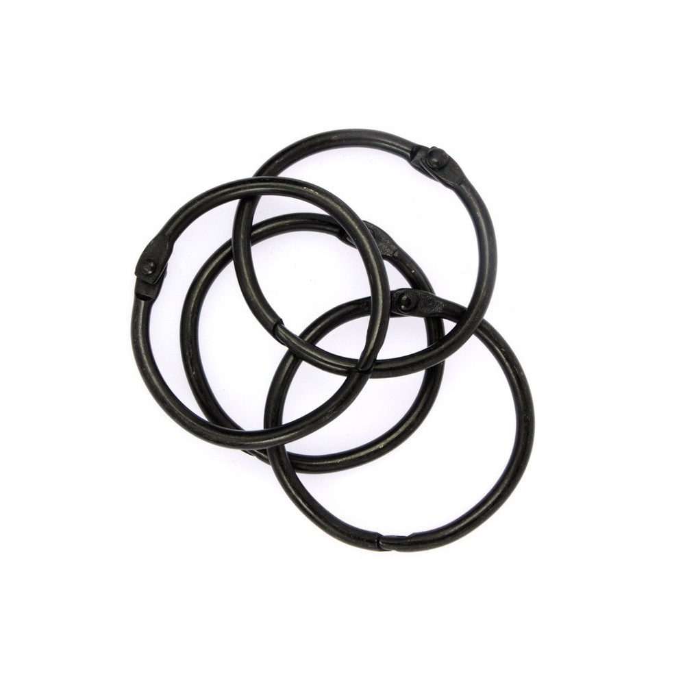 Kółka do albumów metalowe, zamykane - Simply Crafting - czarne, 32 mm, 4 szt.