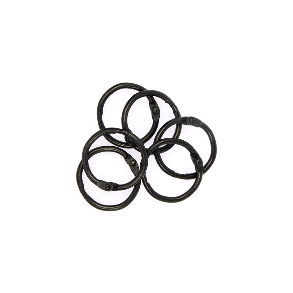 Metal Rings - black, 19 mm, 6 pcs