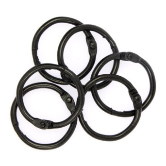 Kółka do albumów metalowe, zamykane - Simply Crafting - czarne, 19 mm, 6 szt.