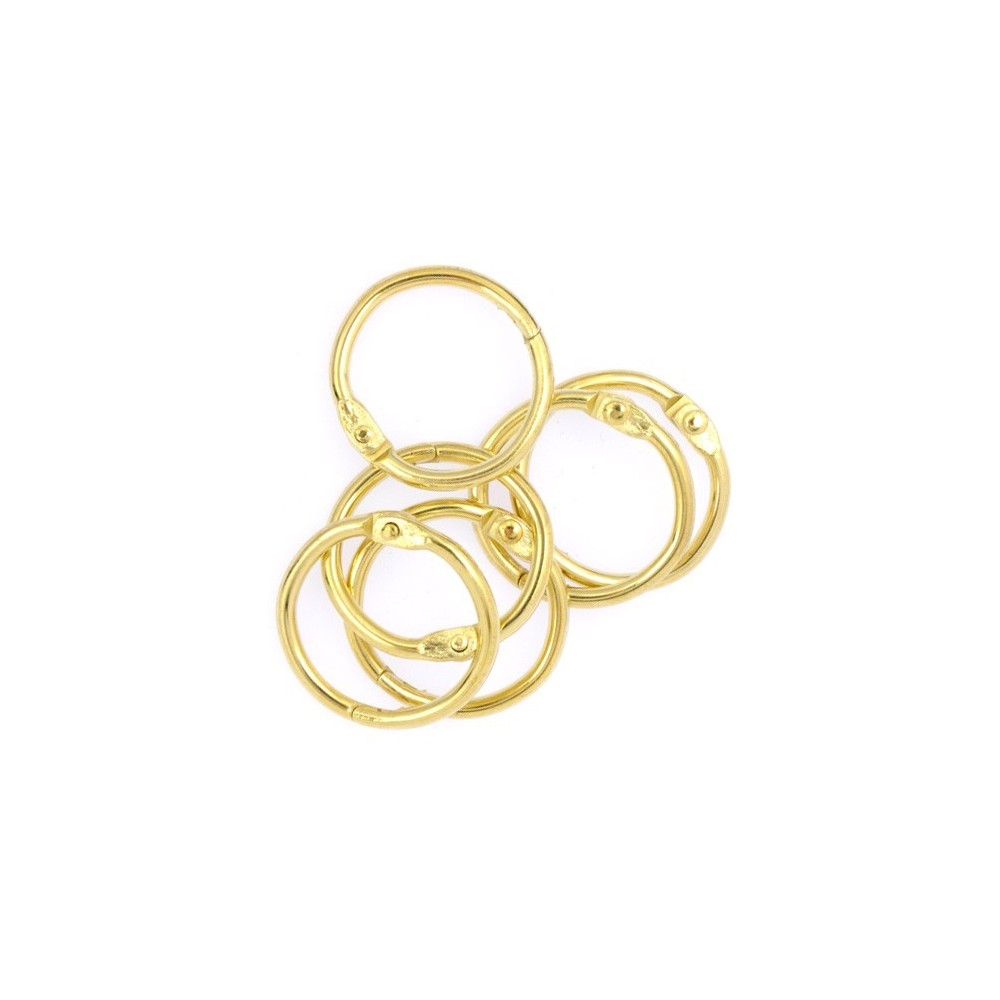 Kółka do albumów metalowe, zamykane - Simply Crafting - złote, 19 mm, 6 szt.