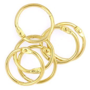 Kółka do albumów metalowe, zamykane - Simply Crafting - złote, 19 mm, 6 szt.