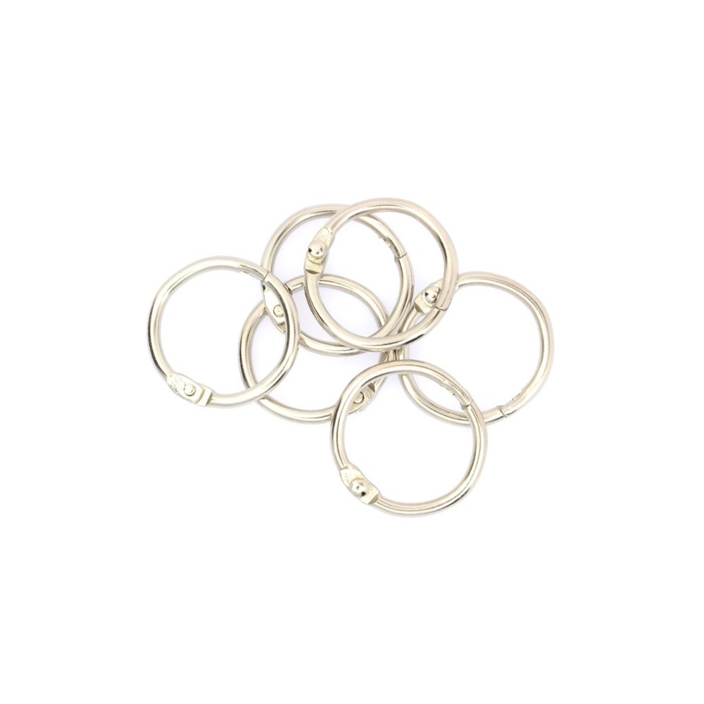 Kółka do albumów metalowe, zamykane - Simply Crafting - srebrne, 19 mm, 6 szt.