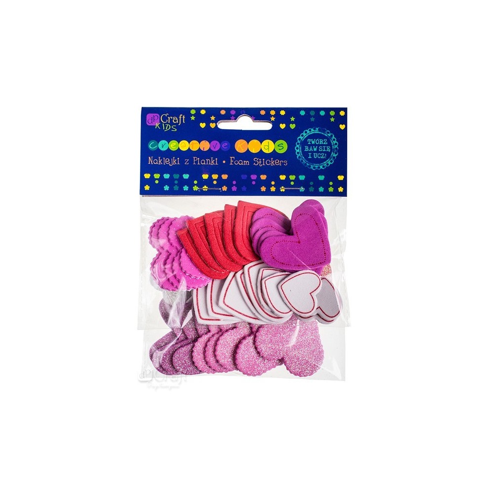 Naklejki z pianki - DpCraft - Serca, 50 szt.