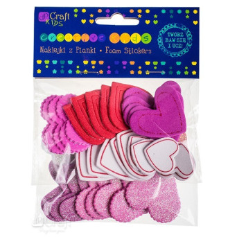 Foam Stickers - Printed & Glitter Hearts, 50 pcs