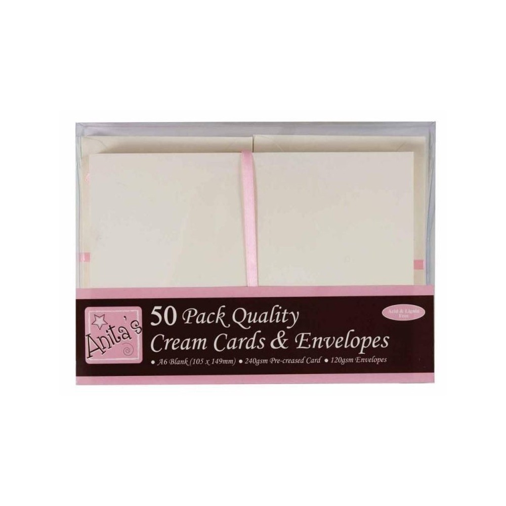 A6 Cards & Envelopes Set - Anita's - Cream, 50 pcs