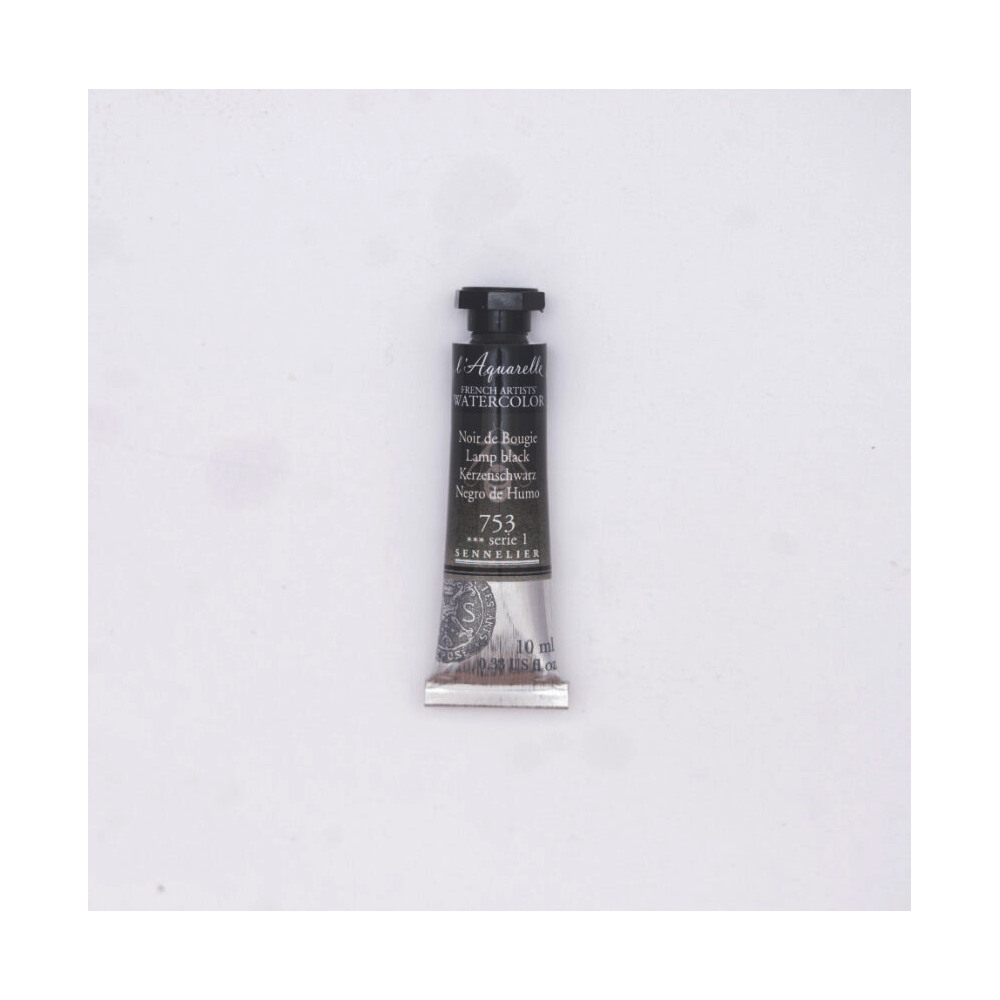 l’Aquarelle watercolor paint - Sennelier - 753, Lamp Black, 10 ml