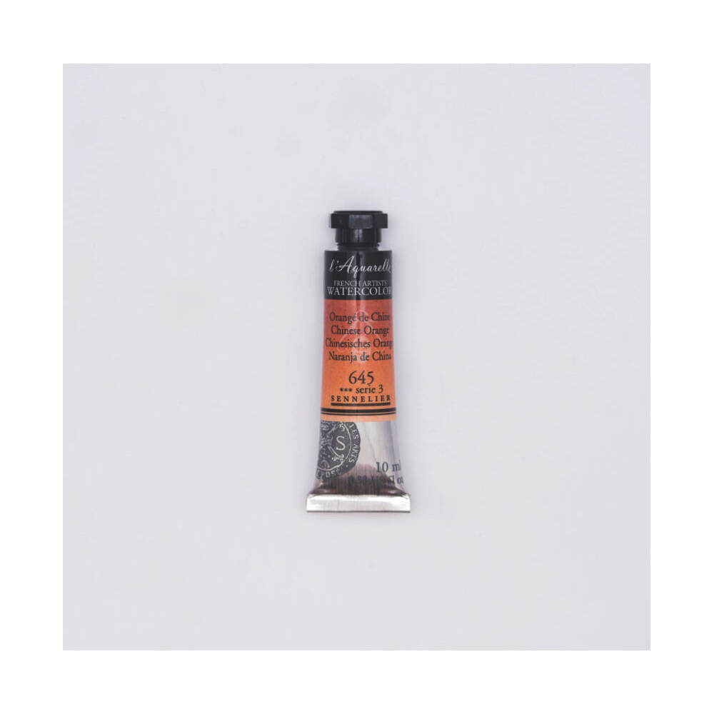 l’Aquarelle watercolor paint - Sennelier - 645, Chinese Orange, 10 ml