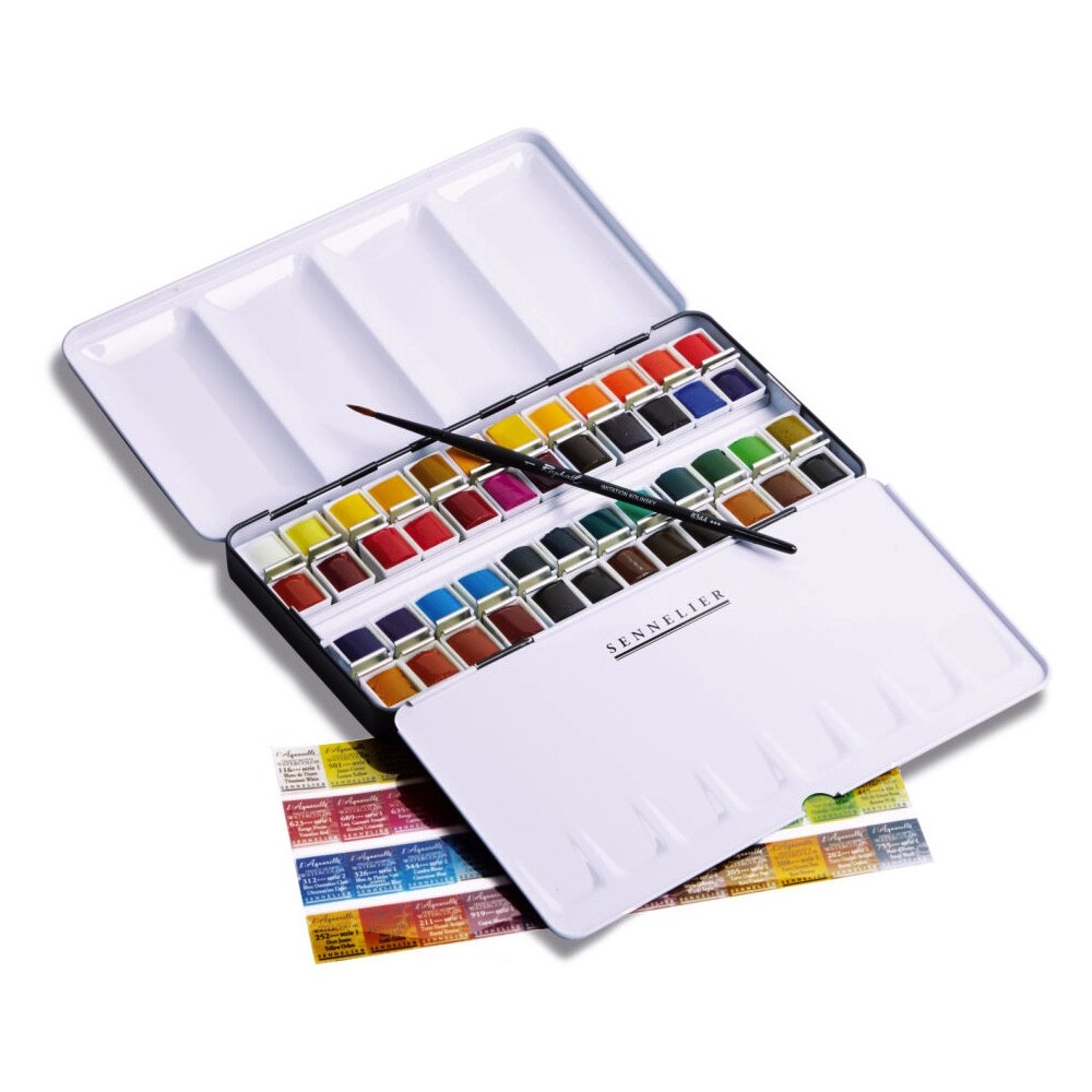 Set of l'Aquarelle watercolor half-pans - Sennelier - 48 pcs.