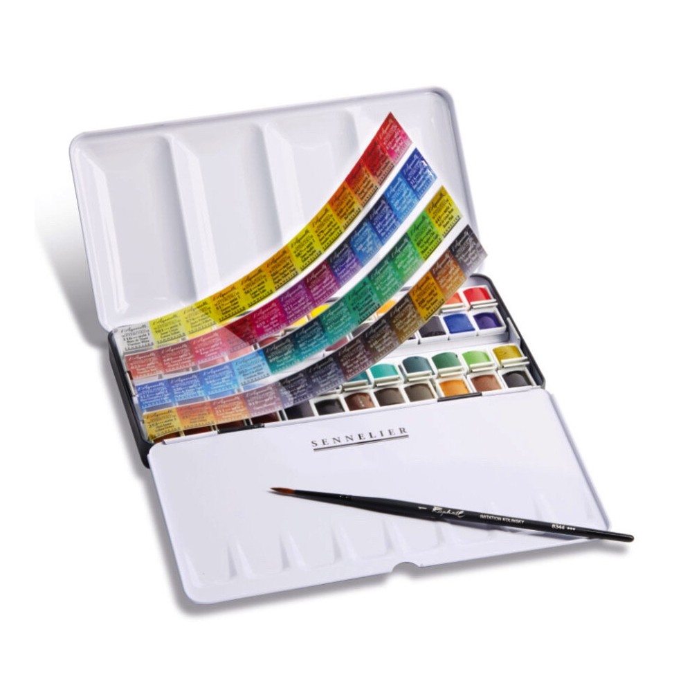 Set of l'Aquarelle watercolor half-pans - Sennelier - 48 pcs.