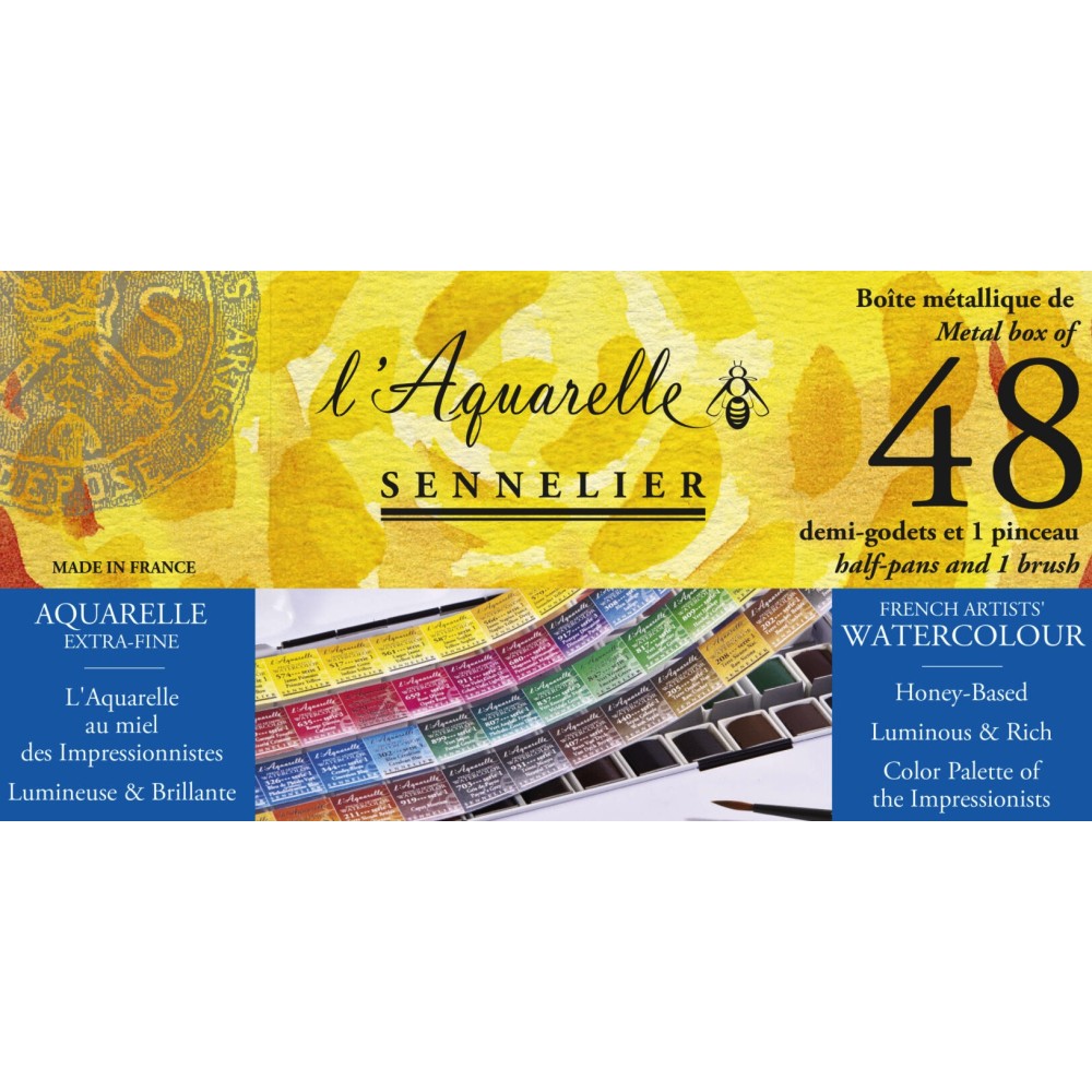 Set of l'Aquarelle watercolor half-pans - Sennelier - 48 pcs.
