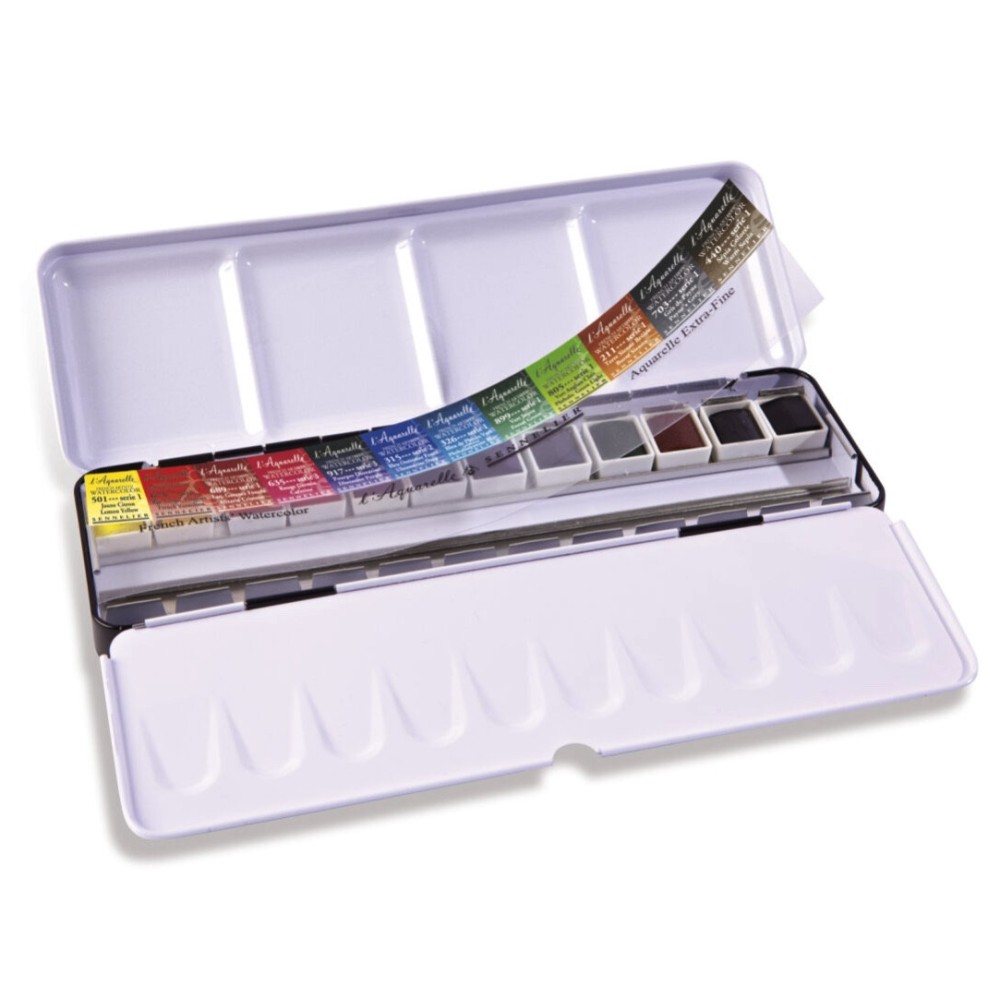 Set of l'Aquarelle watercolor half-pans - Sennelier - 12 pcs.