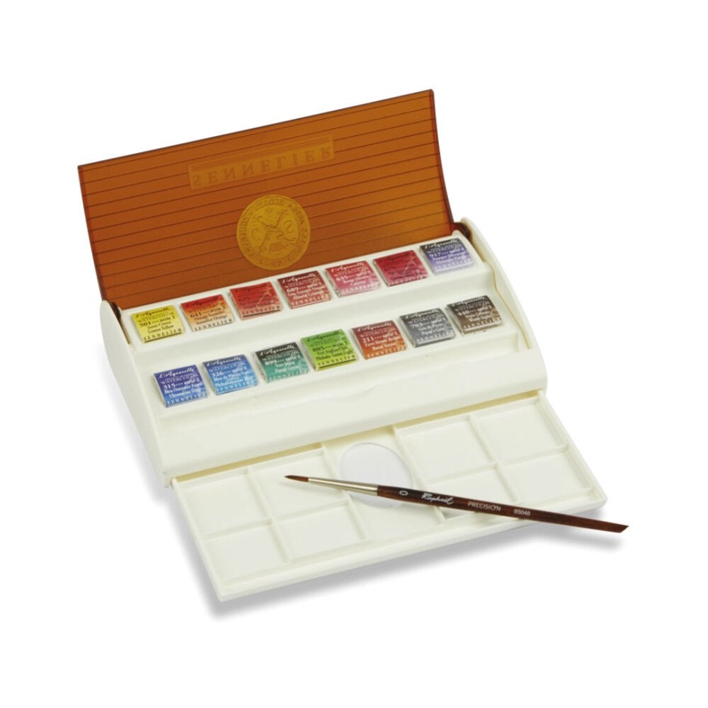 Zestaw akwareli w półkostkach l'Aquarelle Travel Box - Sennelier - 14 szt.