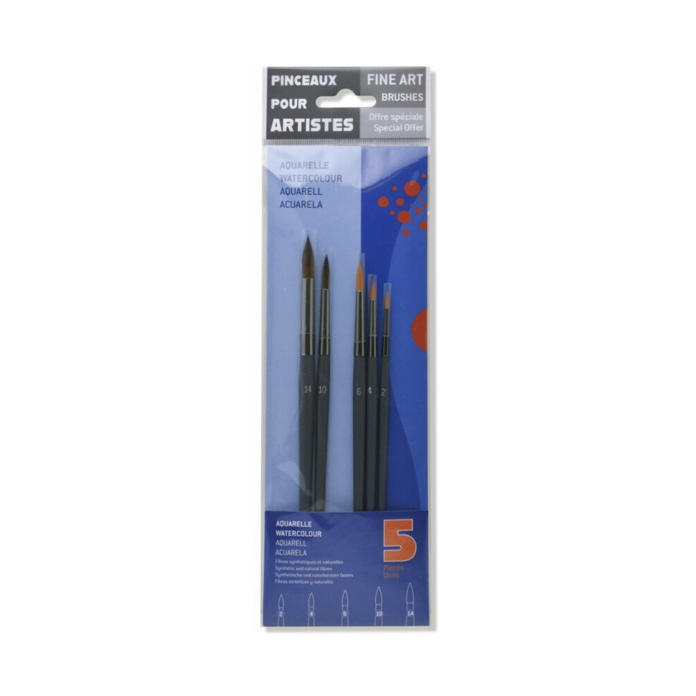 Fine Art watercolor brush set - Raphael - 5 pcs.