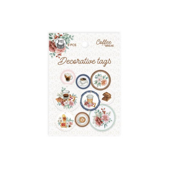 Decorative tags - Piątek Trzynastego - Coffee Break 01 9 pcs.