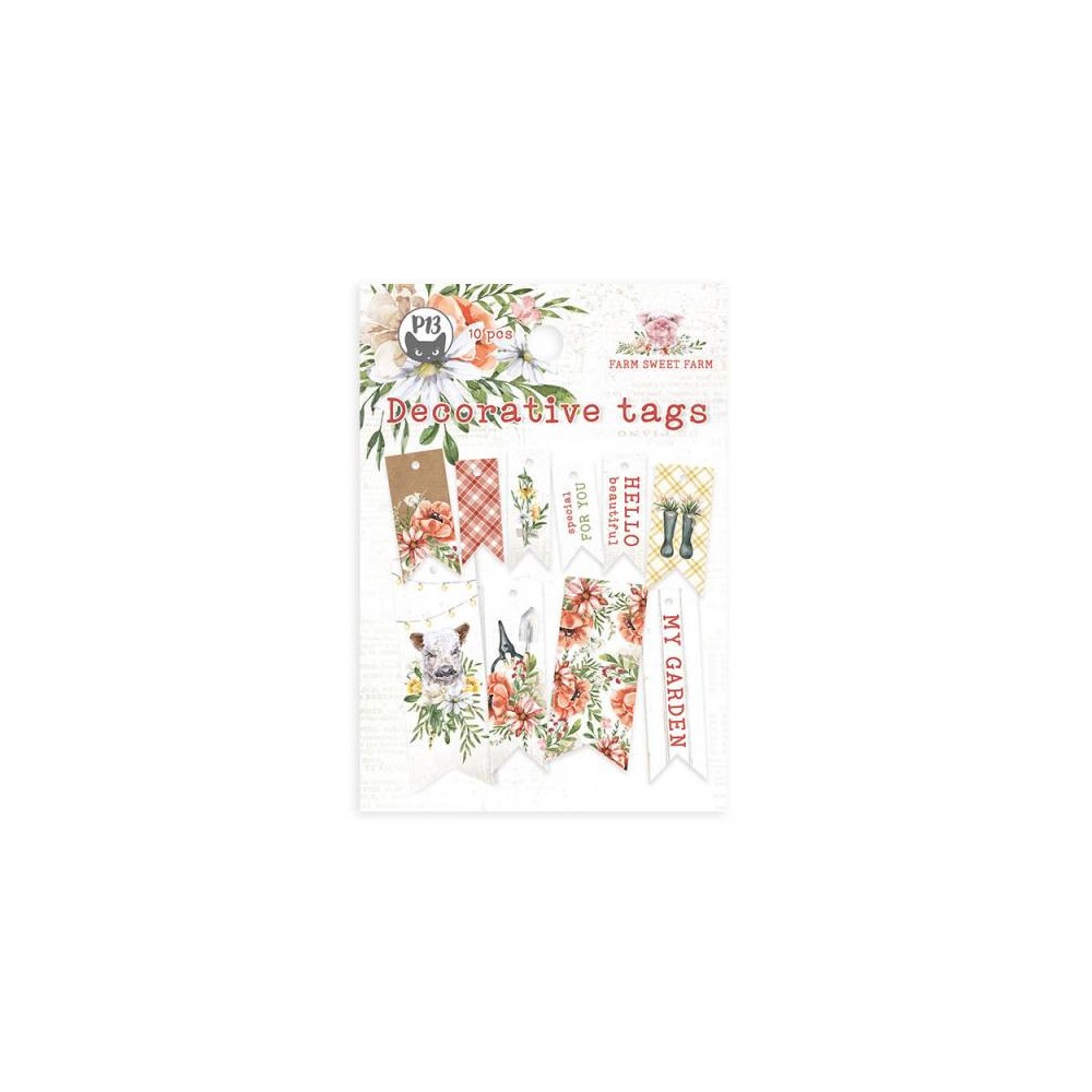 Decorative tags - Piątek Trzynastego - Farm Sweet Farm 02 10 pcs.