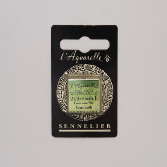 l’Aquarelle watercolor paint half pan - Sennelier - 213 Green Earth