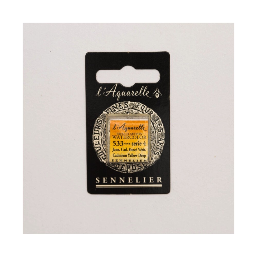 Farba akwarelowa w półkostce l’Aquarelle - Sennelier - 533 Cadmium Yellow Deep